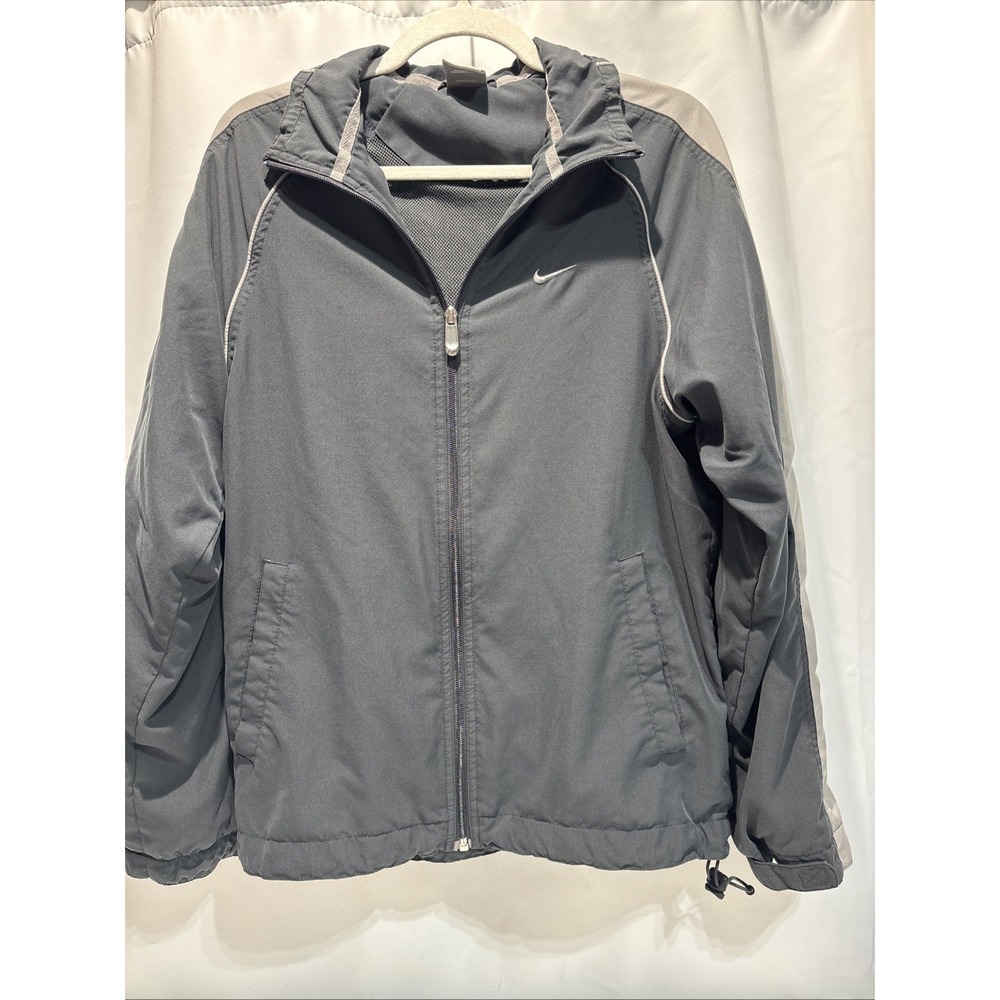 Vintage Nike Jacket Mens Small Black Gray Full Zip Windbreaker Mesh Lined 2008